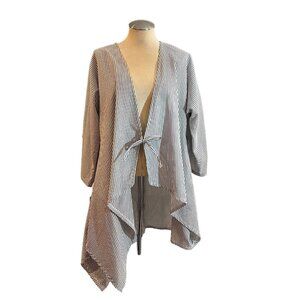 TAKARA Designs Cardigan M Womens Striped Boho Asymmetrical Cardigan Size Medium